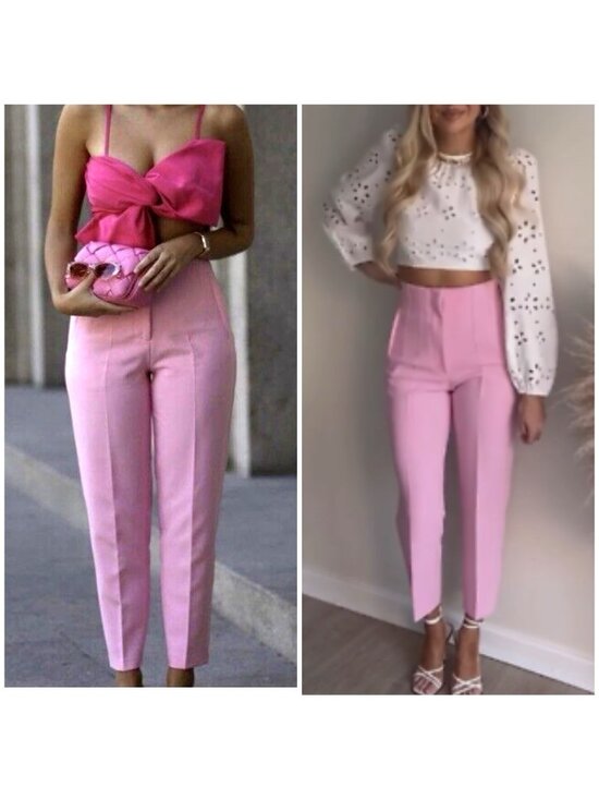 Zara Pants - Zara Womens High Waisted Tapered Trousers Tailored Dress Pants Small Pink